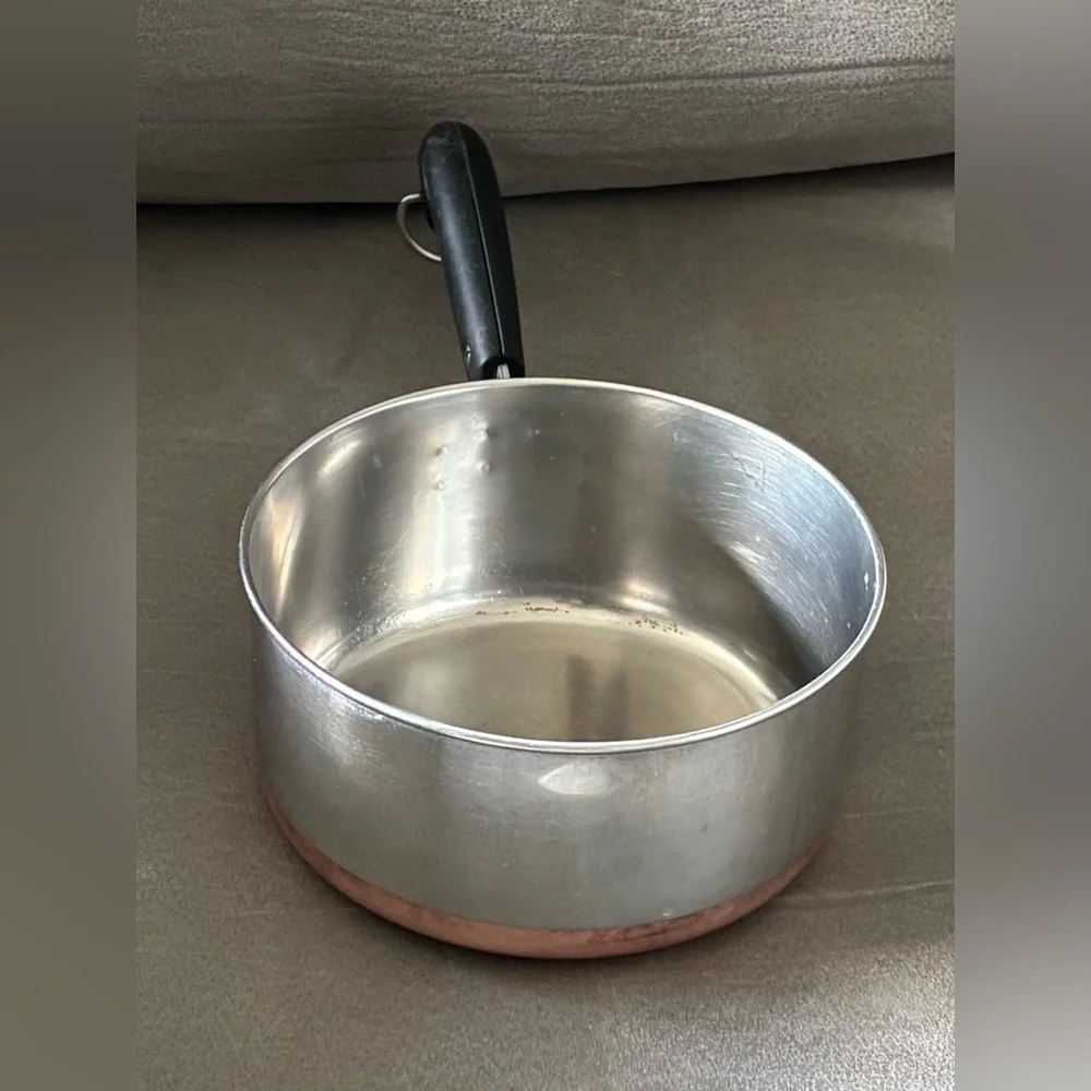 Revere Ware 1801 2 Qt Copper Bottom Sauce Pan Pre 1968 Double Ring NO LID